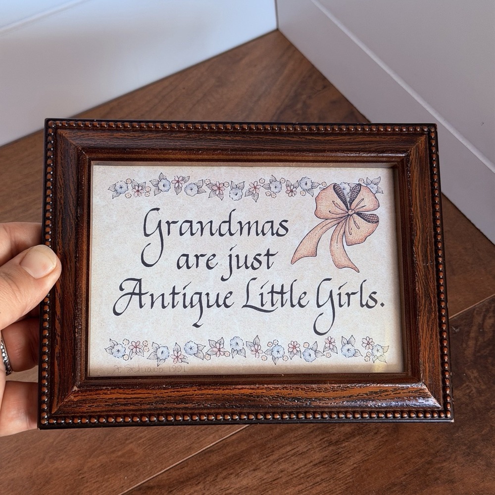 VTG Framed "Grandmas Are Just Antique Little Girls" Framed Print Grannycore Cute